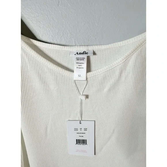 Andie The Barreta Dress Waffle Bamboo White‎ Slip Dress Midi XL - Picture 4 of 8